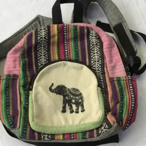 Artisanal Elephant Design Hemp Bag
