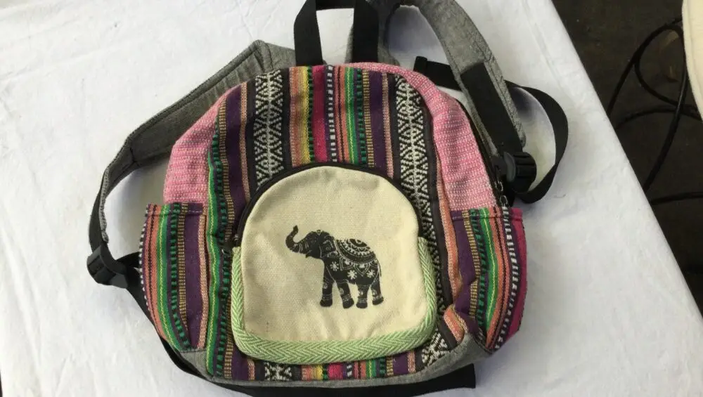 Artisanal Elephant Design Hemp Bag